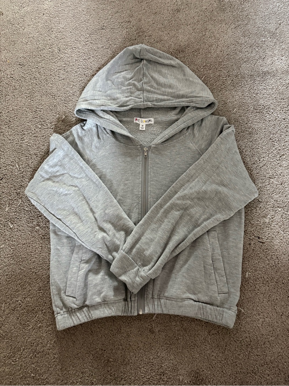 Girls' Heather Gray Zip-Up Hoodie with Hood